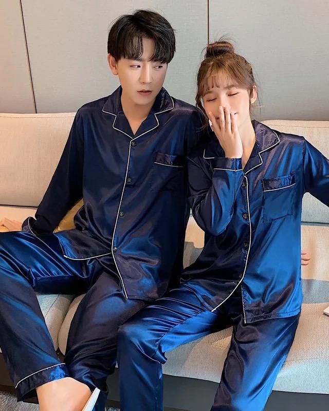Navy satin pyjama sets